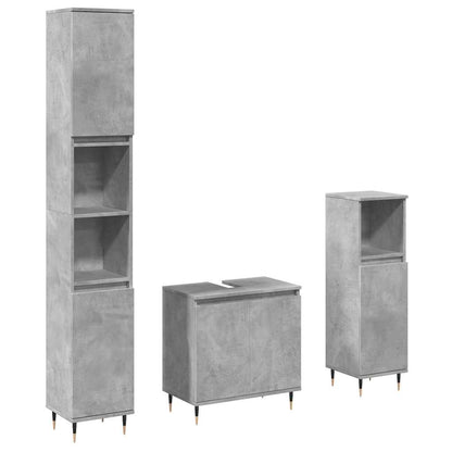 vidaXL Ensemble de meubles de salle de bain 3 pcs Gris béton Bois d'ingénierie