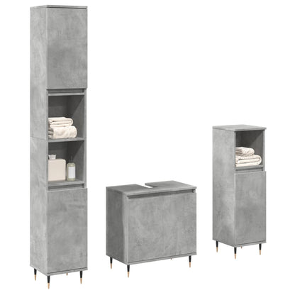 vidaXL Ensemble de meubles de salle de bain 3 pcs Gris béton Bois d'ingénierie