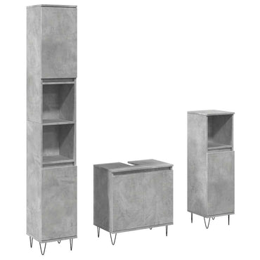 vidaXL Ensemble de meubles de salle de bain 3 pcs Gris béton Bois d'ingénierie