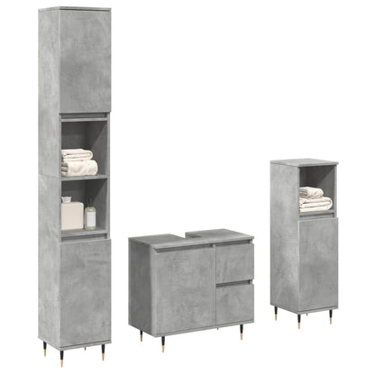 vidaXL Ensemble de meubles de salle de bain 3 pcs Gris béton Bois d'ingénierie