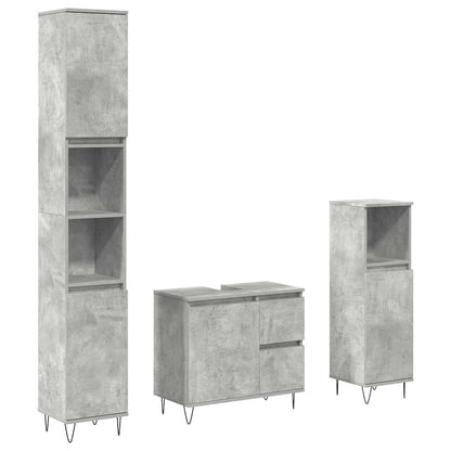 vidaXL 3-tlg. Badmöbel-Set Betongrau Holzwerkstoff