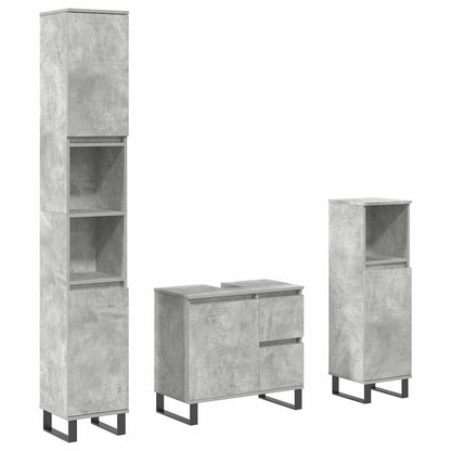vidaXL 3-tlg. Badmöbel-Set Betongrau Holzwerkstoff