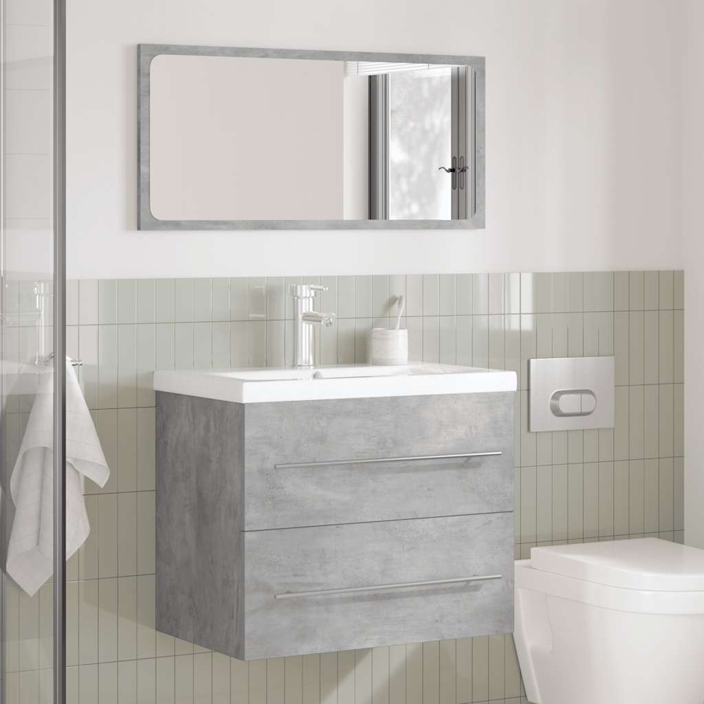 vidaXL Ensemble de meubles de salle de bain 2 pcs Gris béton Bois d'ingénierie
