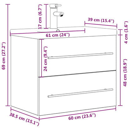 vidaXL Ensemble de meubles de salle de bain 2 pcs Gris béton Bois d'ingénierie