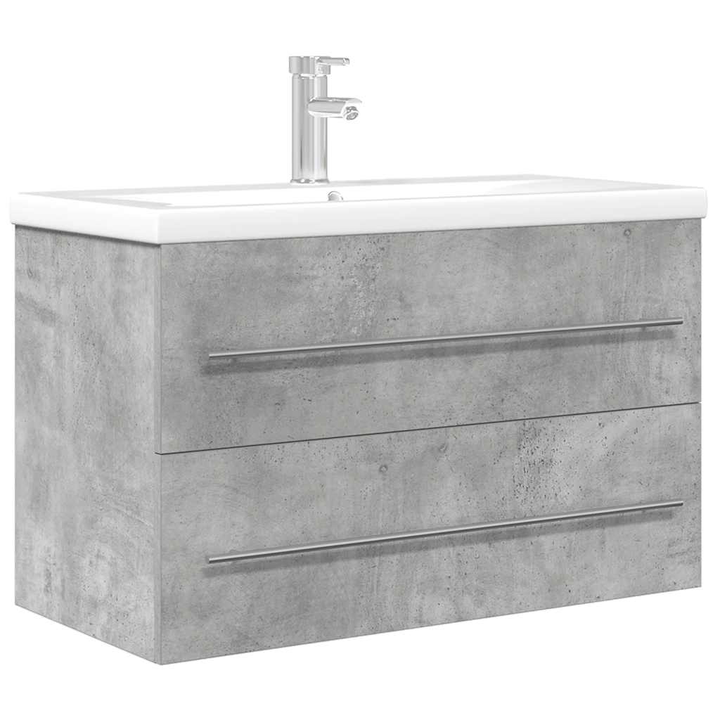 vidaXL Ensemble de meubles de salle de bain 2 pcs Gris béton Bois d'ingénierie
