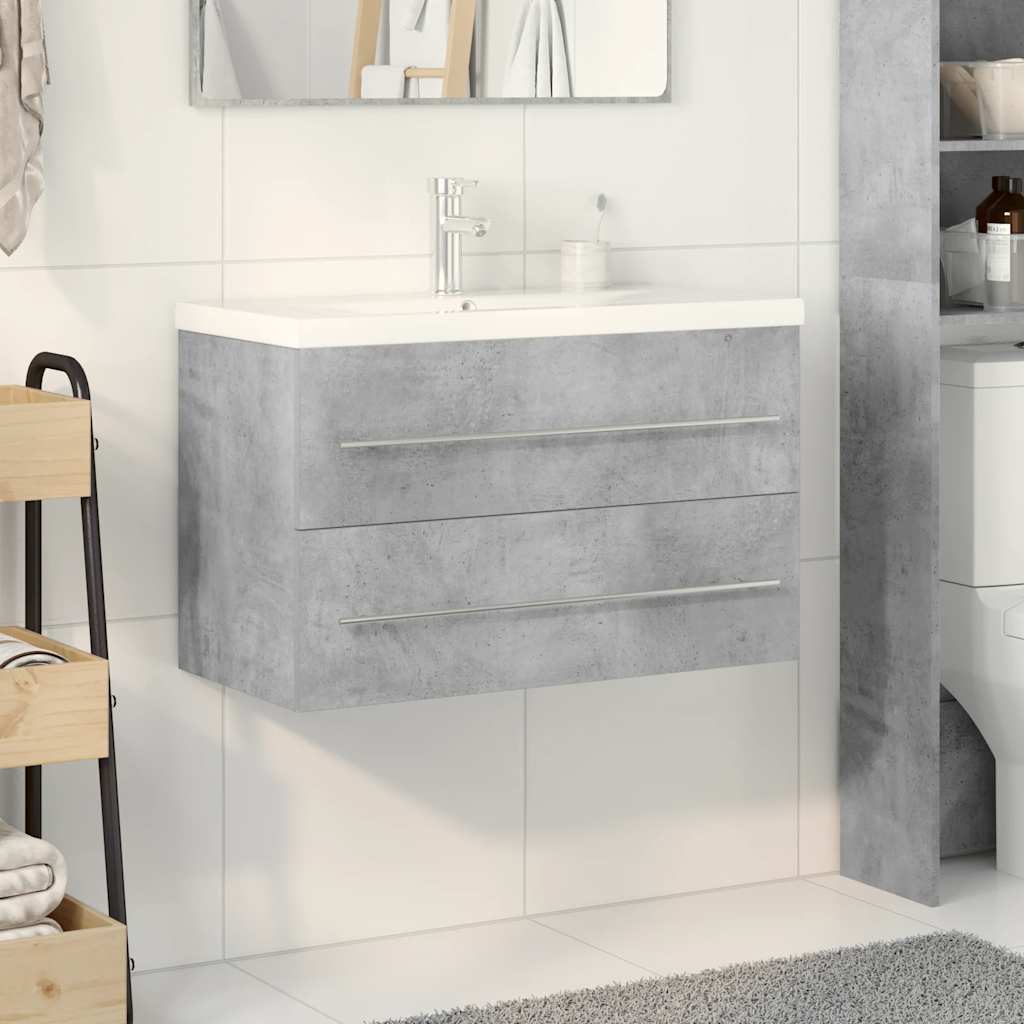 vidaXL Ensemble de meubles de salle de bain 2 pcs Gris béton Bois d'ingénierie