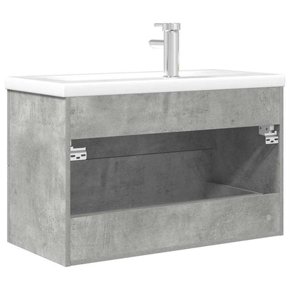 vidaXL Ensemble de meubles de salle de bain 2 pcs Gris béton Bois d'ingénierie