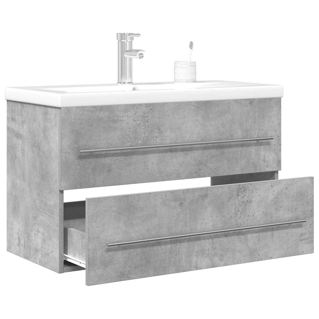 vidaXL Ensemble de meubles de salle de bain 2 pcs Gris béton Bois d'ingénierie