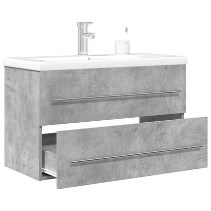 vidaXL Ensemble de meubles de salle de bain 2 pcs Gris béton Bois d'ingénierie