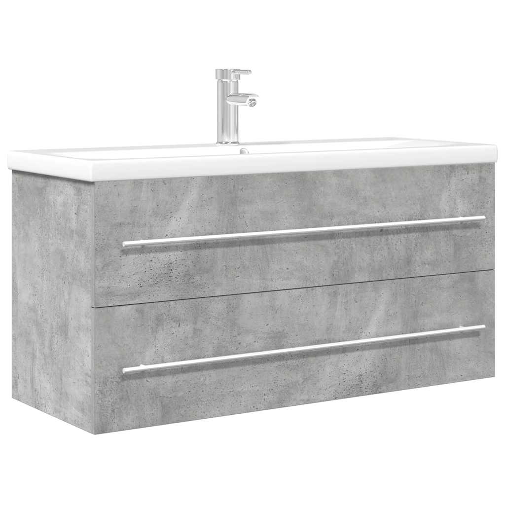 vidaXL Ensemble de meubles de salle de bain 2 pcs Gris béton Bois d'ingénierie