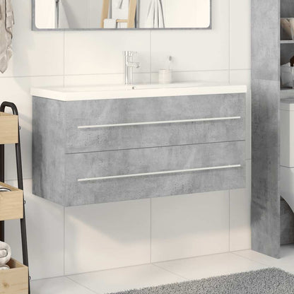 vidaXL Ensemble de meubles de salle de bain 2 pcs Gris béton Bois d'ingénierie