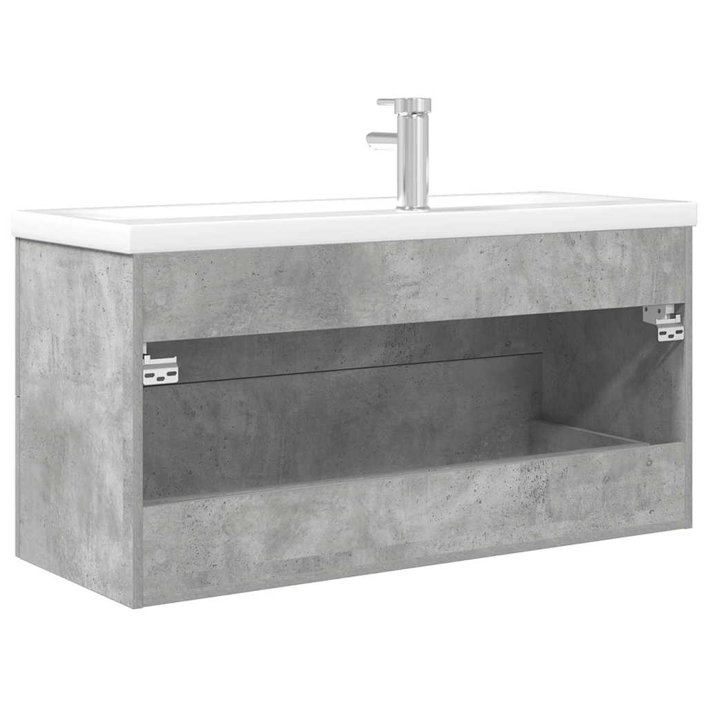 vidaXL Ensemble de meubles de salle de bain 2 pcs Gris béton Bois d'ingénierie
