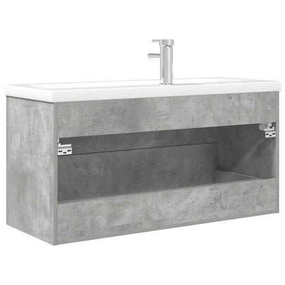vidaXL Ensemble de meubles de salle de bain 2 pcs Gris béton Bois d'ingénierie