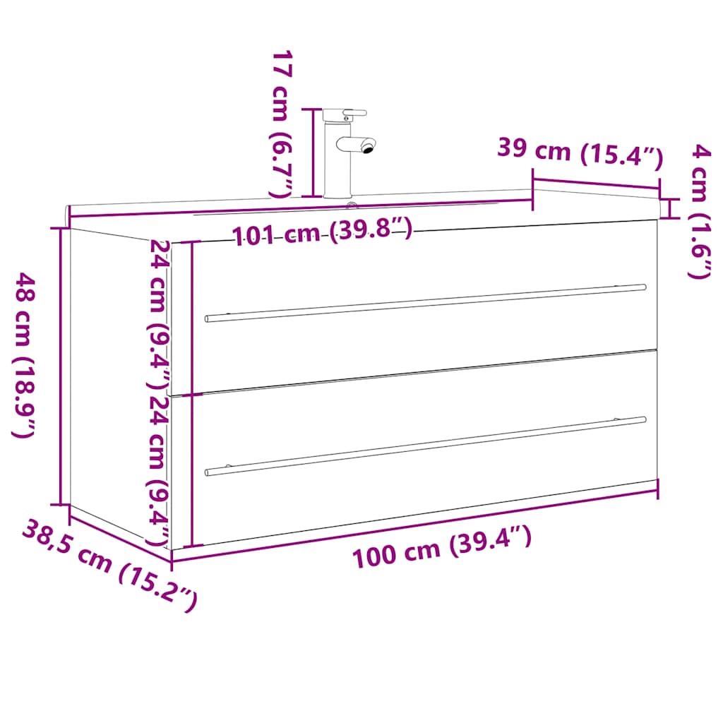 vidaXL Ensemble de meubles de salle de bain 2 pcs Gris béton Bois d'ingénierie