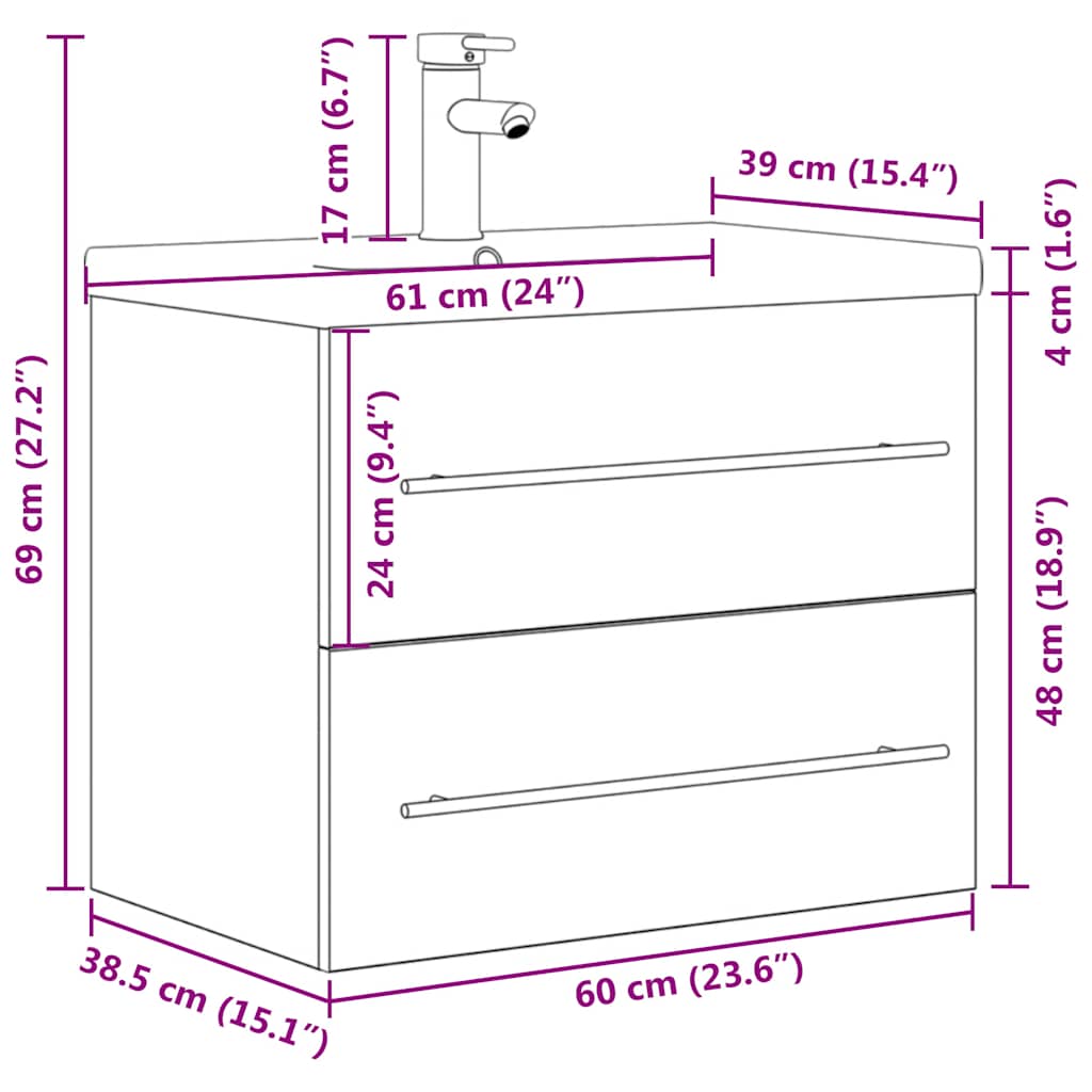 vidaXL Ensemble de meubles de salle de bain 2 pièces Aggloméré chêne Sonoma