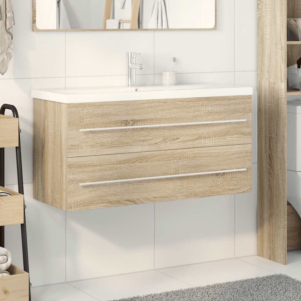 vidaXL Ensemble de meubles de salle de bain 2 pièces Aggloméré chêne Sonoma
