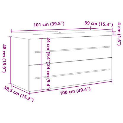 vidaXL Ensemble de meubles de salle de bain 2 pièces Aggloméré chêne Sonoma