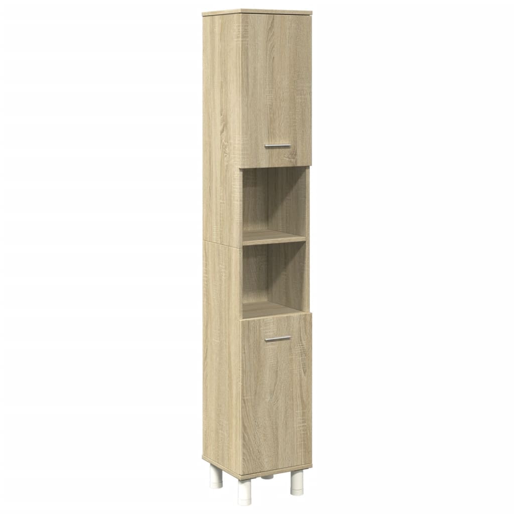 vidaXL 4-tlg. Badmöbel-Set Sonoma-Eiche Holzwerkstoff