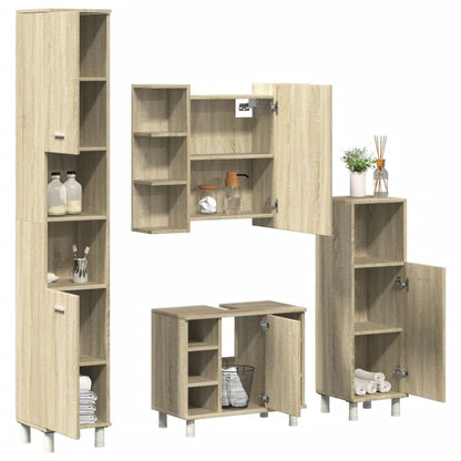 vidaXL 4-tlg. Badmöbel-Set Sonoma-Eiche Holzwerkstoff