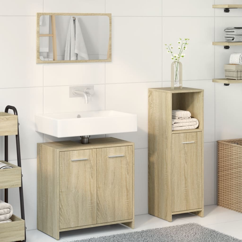 vidaXL Ensemble de meubles de salle de bain 3 pcs Chêne Sonoma Aggloméré