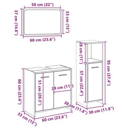 vidaXL Ensemble de meubles de salle de bain 3 pcs Chêne Sonoma Aggloméré