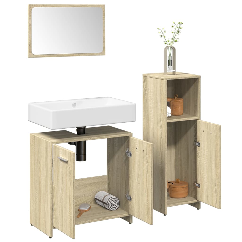 vidaXL Ensemble de meubles de salle de bain 3 pcs Chêne Sonoma Aggloméré