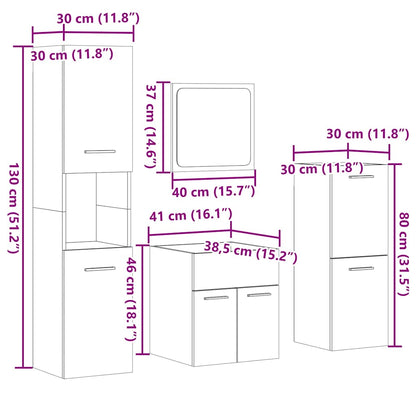 vidaXL Meuble de salle de bain 4 pcs Aggloméré Sonoma Chêne