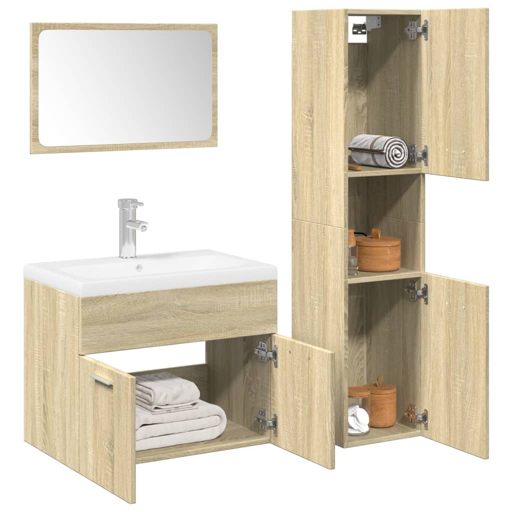 vidaXL Ensemble de meubles de salle de bain 3 pcs Chêne Sonoma Aggloméré