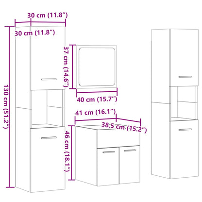 vidaXL 4-tlg. Badmöbel-Set Sonoma-Eiche Holzwerkstoff
