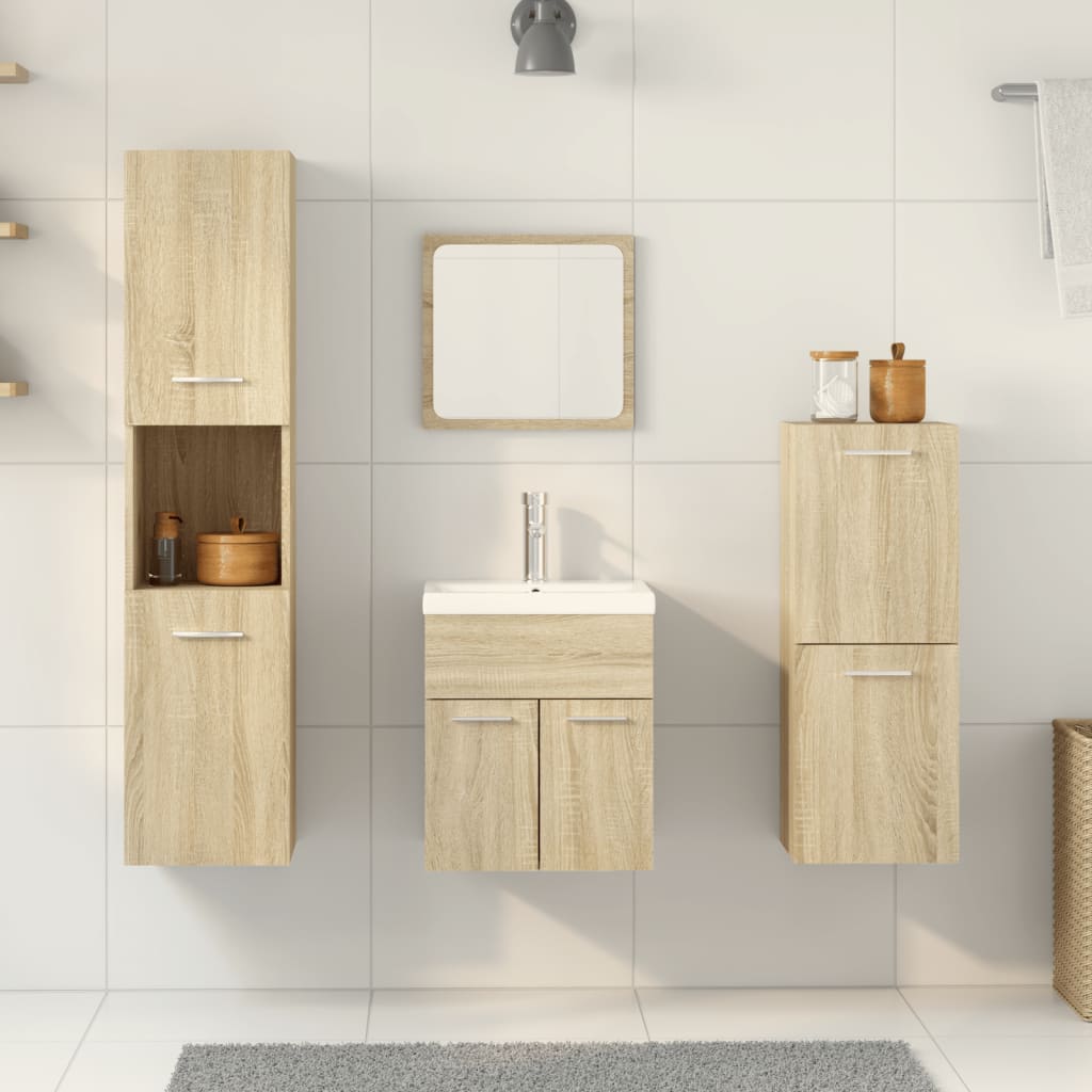 vidaXL 5-tlg. Badmöbel-Set Sonoma-Eiche Holzwerkstoff