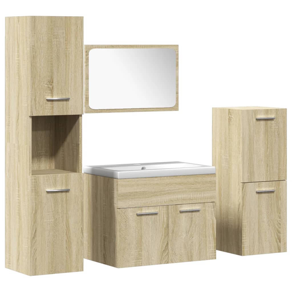 vidaXL Ensemble de 5 meubles de salle de bain en aggloméré chêne sonoma