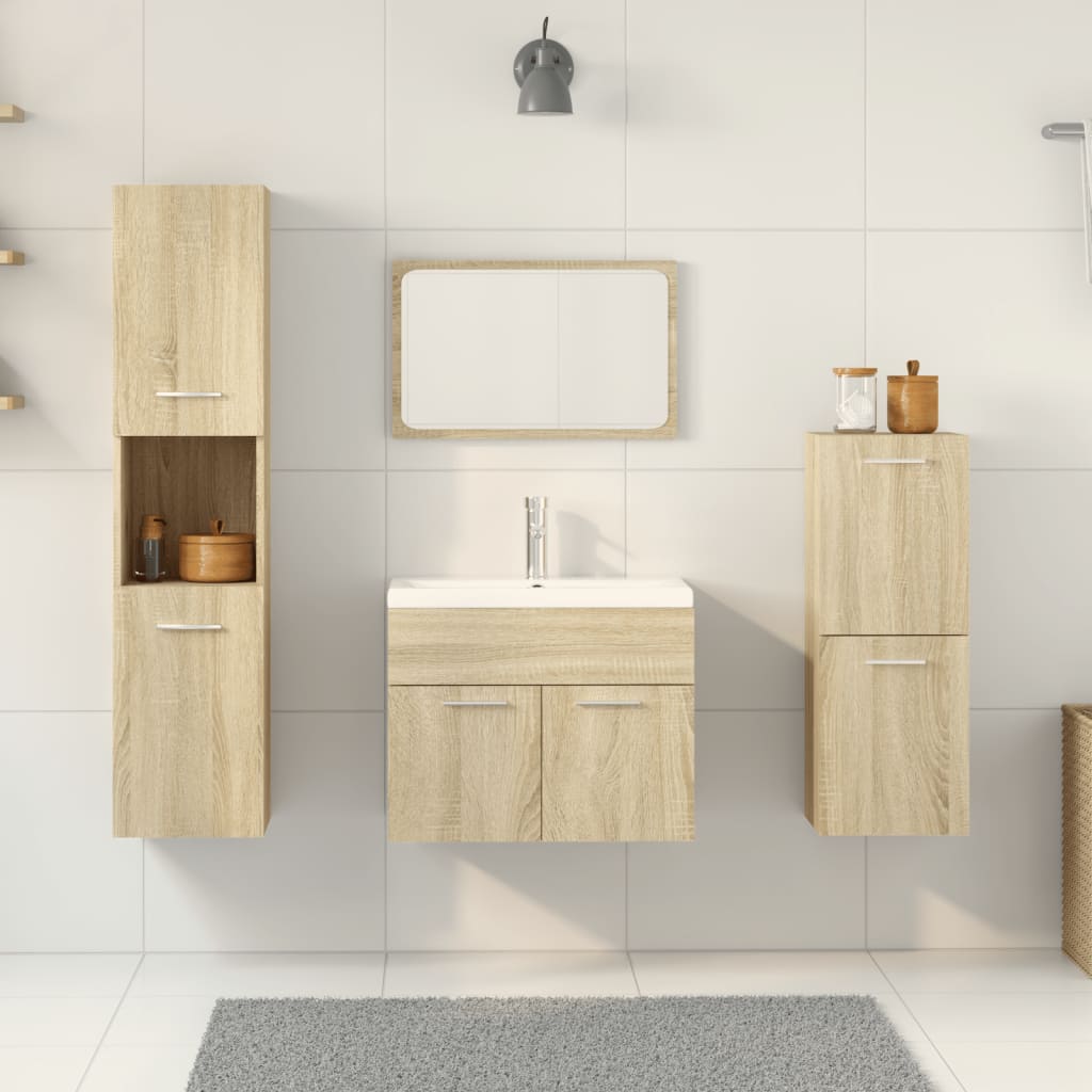 vidaXL Ensemble de 5 meubles de salle de bain en aggloméré chêne sonoma