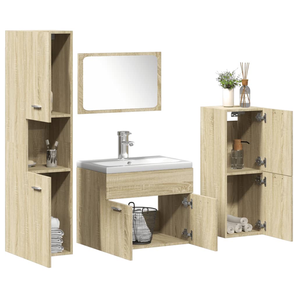 vidaXL Ensemble de 5 meubles de salle de bain en aggloméré chêne sonoma