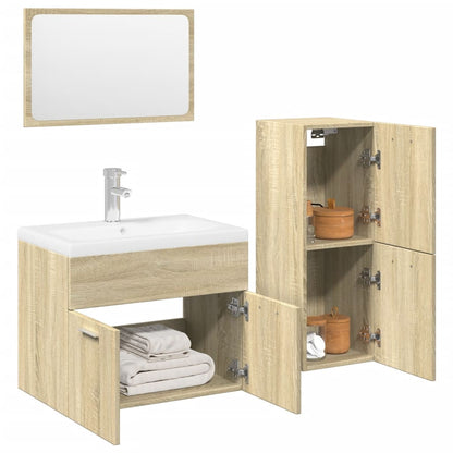 vidaXL 4-tlg. Badmöbel-Set Sonoma-Eiche Holzwerkstoff