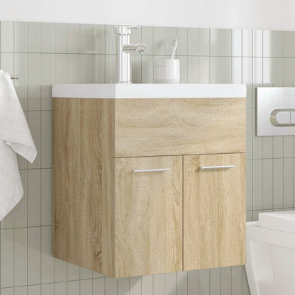 Meuble sous-vasque vidaXL avec lavabo intégré et robinet Chêne Sonoma