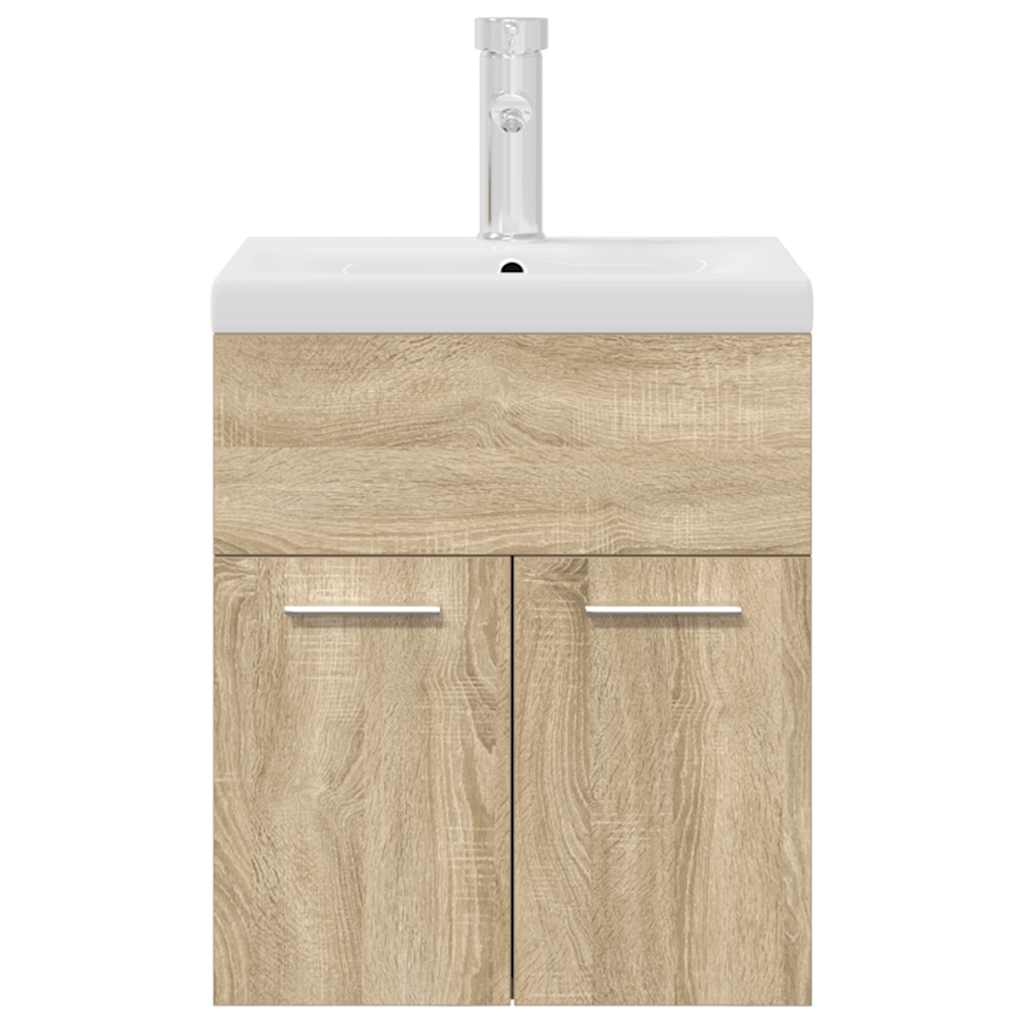 Meuble sous-vasque vidaXL avec lavabo intégré et robinet Chêne Sonoma