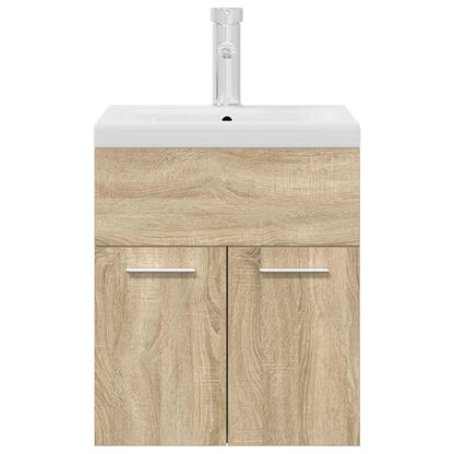 Meuble sous-vasque vidaXL avec lavabo intégré et robinet Chêne Sonoma