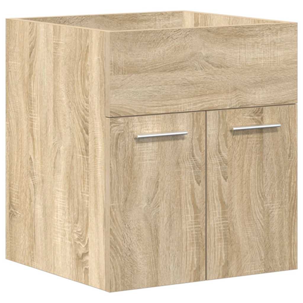 Meuble sous-vasque vidaXL avec lavabo intégré et robinet Chêne Sonoma