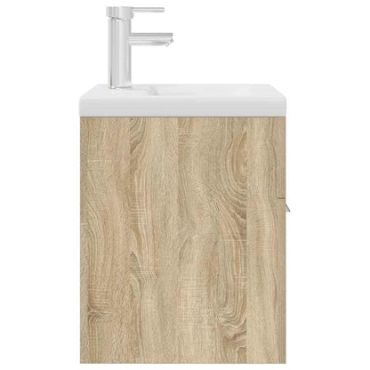 Meuble sous-vasque vidaXL avec lavabo intégré et robinet Chêne Sonoma