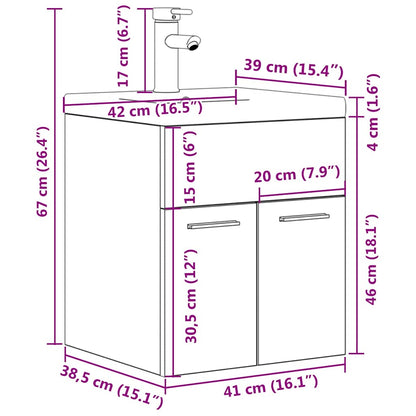 Meuble sous-vasque vidaXL avec lavabo intégré et robinet Chêne Sonoma