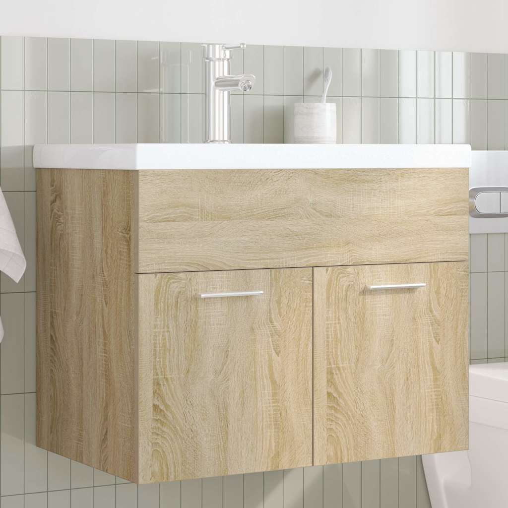vidaXL Meuble sous-vasque avec lavabo robinet chêne Sonoma