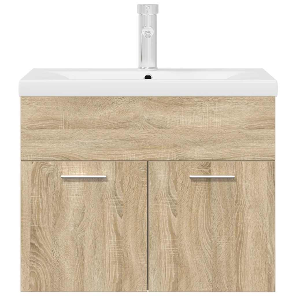 vidaXL Meuble sous-vasque avec lavabo robinet chêne Sonoma
