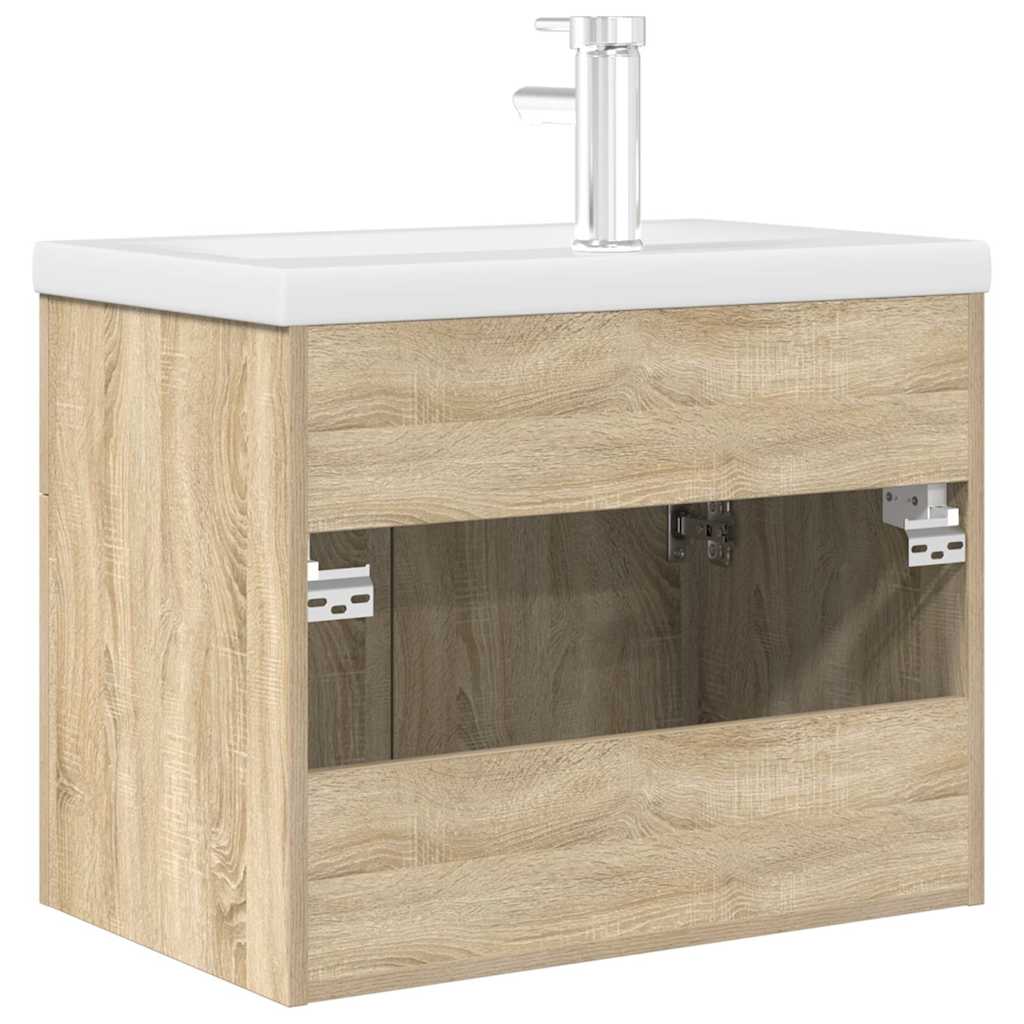 vidaXL Meuble sous-vasque avec lavabo robinet chêne Sonoma