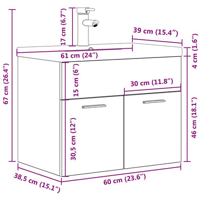 vidaXL Meuble sous-vasque avec lavabo robinet chêne Sonoma
