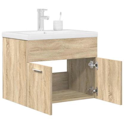 vidaXL Meuble sous-vasque avec lavabo robinet chêne Sonoma
