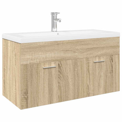 Meuble sous-vasque avec lavabo intégré chêne Sonoma vidaXL