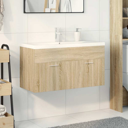 Meuble sous-vasque avec lavabo intégré chêne Sonoma vidaXL