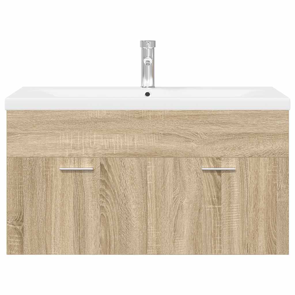 Meuble sous-vasque avec lavabo intégré chêne Sonoma vidaXL