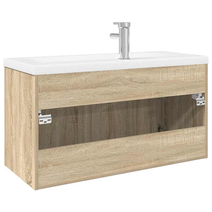 Meuble sous-vasque avec lavabo intégré chêne Sonoma vidaXL