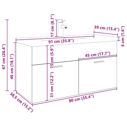 Meuble sous-vasque avec lavabo intégré chêne Sonoma vidaXL